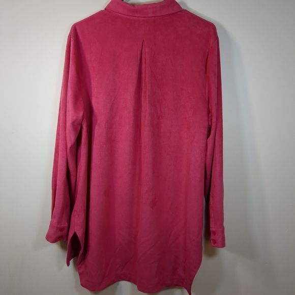 Ravel women's Hi/Lo back long sleeve button down pink shirt, size M - Picture 3 of 8